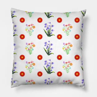 Blooming summer flowers seamless pattern Pillow