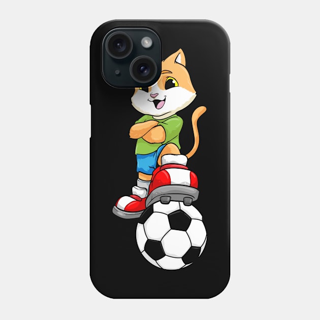 Cat as Soccer player with Soccer ball and Shoes Phone Case by Markus Schnabel