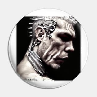 Cool Spiked Metal Cyborg Dude Pin