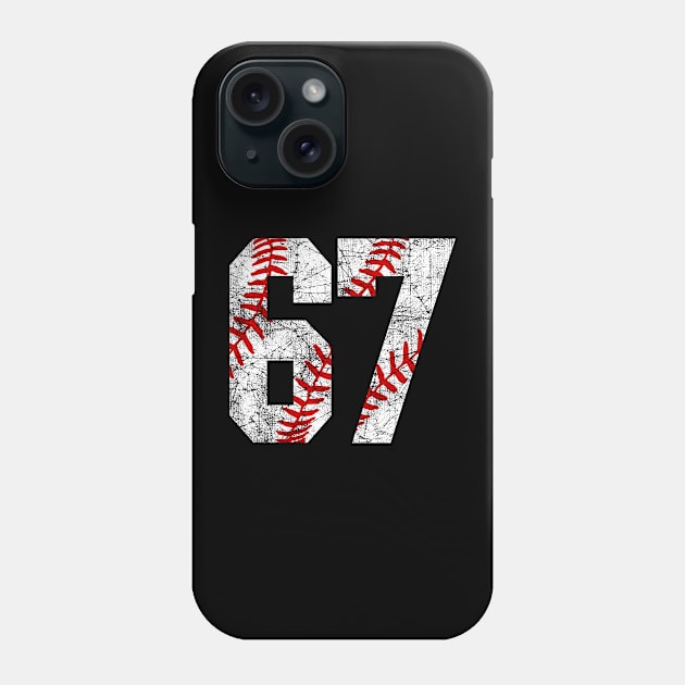 Vintage #67 Baseball Laces Baseball Mom Jersey Love Baseball Phone Case by TeeCreations