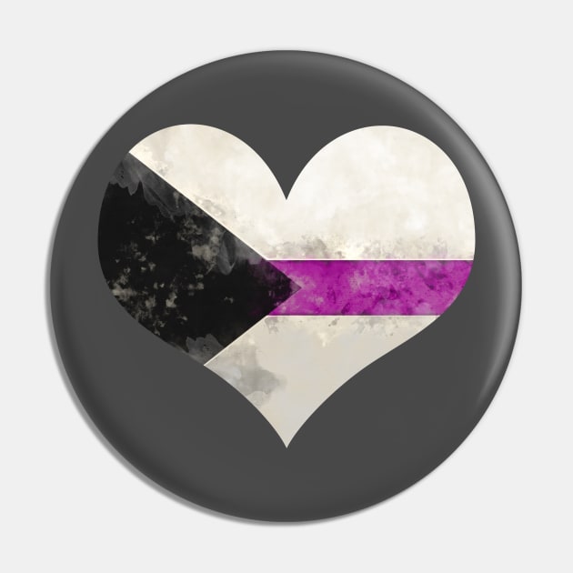 Demi Pride Heart - Watercolor Pin by MeowOrNever