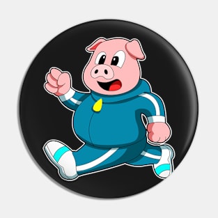 Pig at Fitness - Jogging with Jogging suit Pin