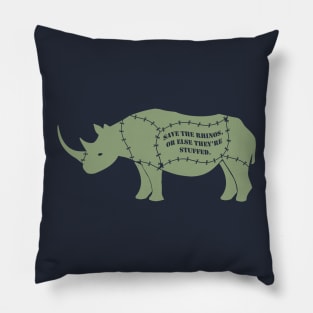 Save the Rhinos in Green Pillow