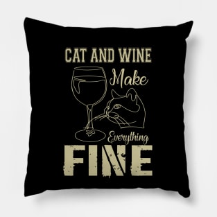 Cats And Wine Funny design, funny cat shirt, wine and cat lover shirt Pillow