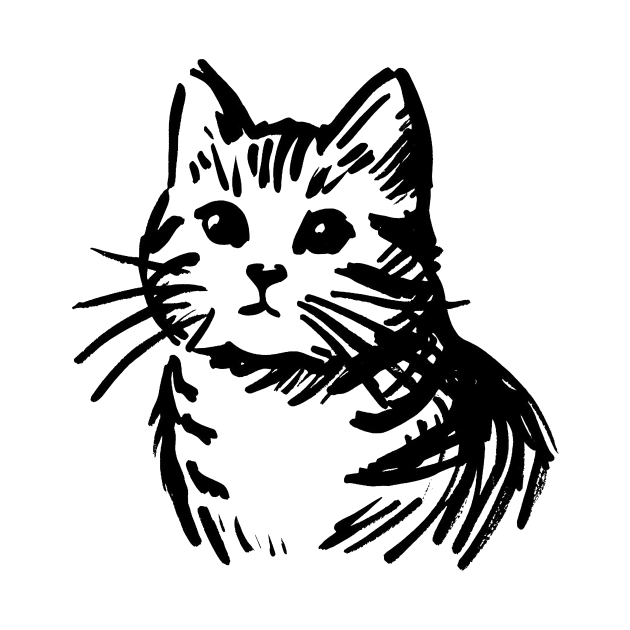 Stick figure cat in black ink by WelshDesigns