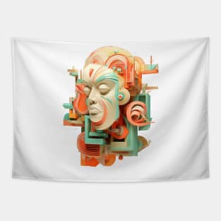 Abstract Geometric 3D Head Tapestry