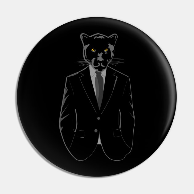 Panther in Black Suit Pin by citypanda