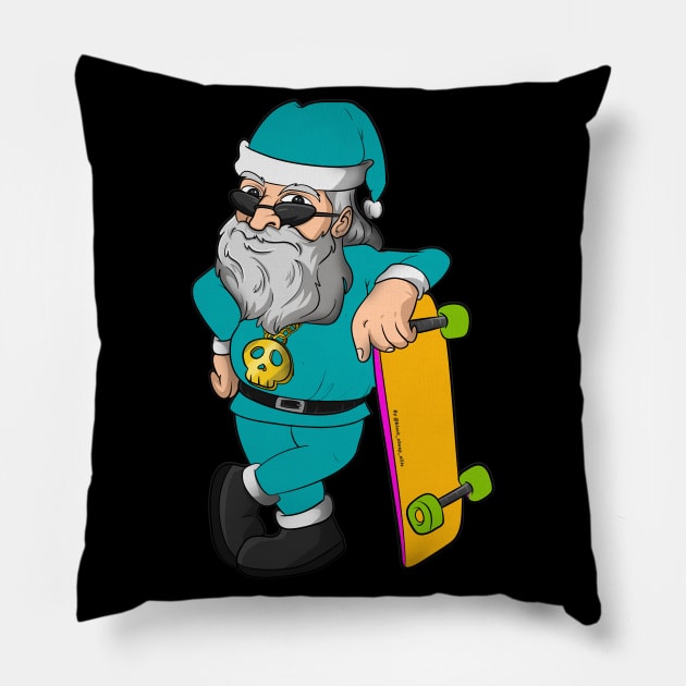 Cool Blue Santa Claus Christmas Pillow by Trendy Black Sheep
