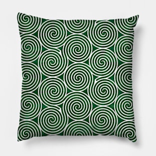 Spiral Illusion Pattern white & Green Pillow