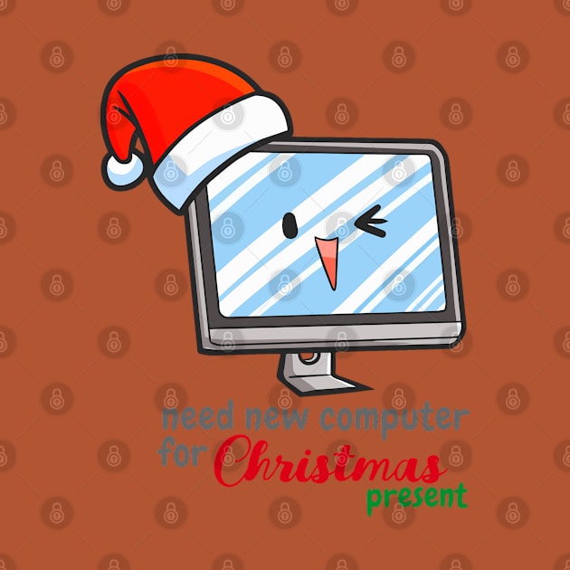 New cute christmas computer for present by Jocularity Art