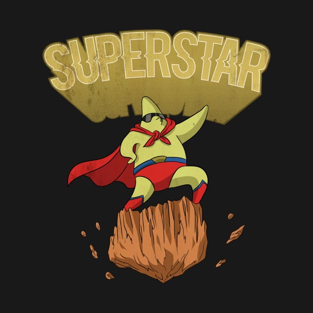 Superstar Yellow Star Superhero on a Rock by Freid