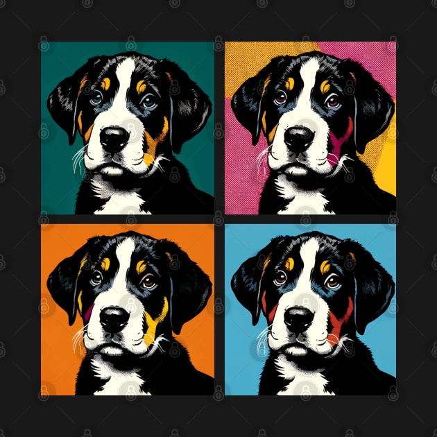 Pop Retro Art Greater Swiss Mountain Dog - Cute Puppy by PawPopArt