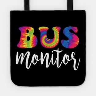 Retro Bus Monitor Tie Dye Day Hello Back To School Groovy Tote