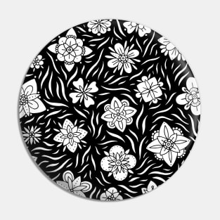 Black and White Flowers Pin