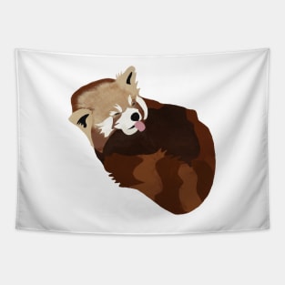 Red Panda Sleeping with Tongue Out Tapestry