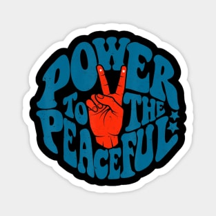 Power To The Peaceful Retro Vintage 70s 4th Of July Gift Magnet