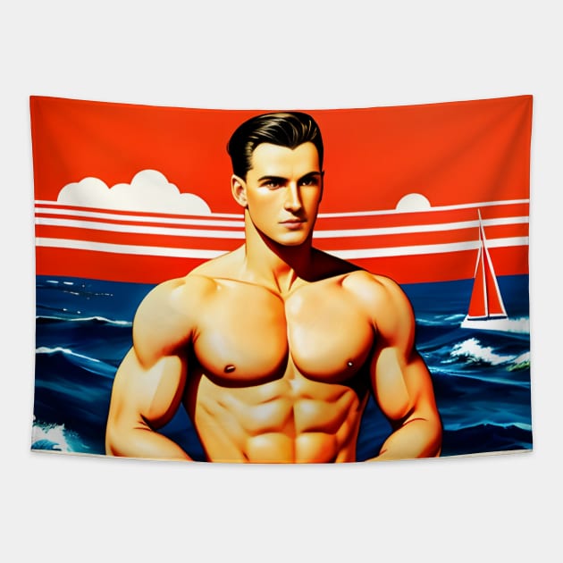 Soviet style homoerotic art Tapestry by YasBro