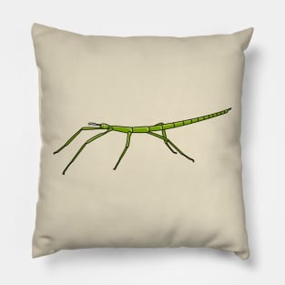 Cute green stick insects with happy faces cartoon Pillow