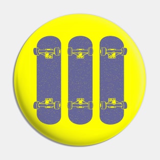 Three Blue Skateboards Pin