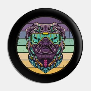 Retro Robot Pug Dog Pin