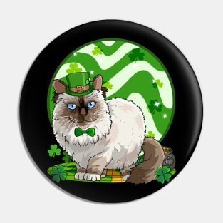 Birman Cat St Patricks Day Leprechaun Pin