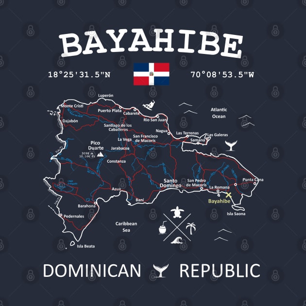 Bayahibe Dominican Republic Flag Travel Map Coordinates GPS by French Salsa