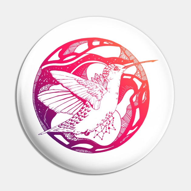 Sunset Sky Circle of The Hummingbird Pin by kenallouis