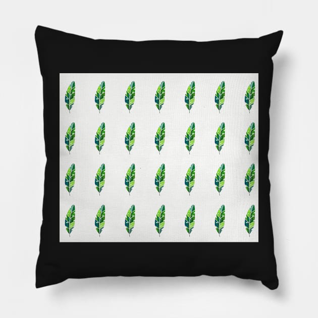 Banana Leaf Pattern Modern Watercolor Illustration Pillow by Sandraartist