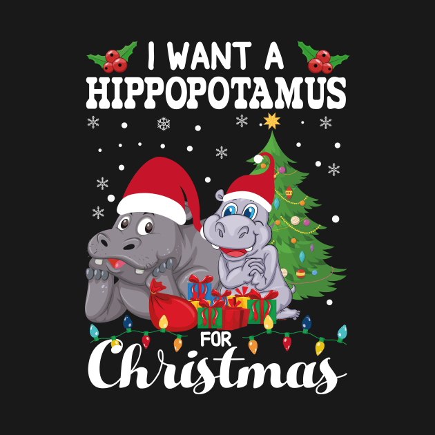 I Want A Hippopotamus For Christmas Couple Hippo Lovers by printee