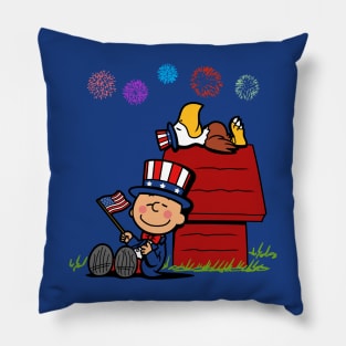 4th Of July USA Independence Day Patriotic American Cartoon Pillow