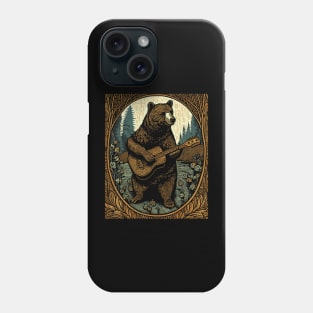 Bear Playing Guitar Vintage Cottagecore Cute Music Phone Case