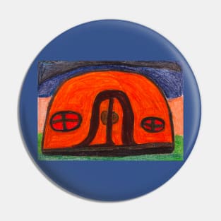 Colourful Orange Igloo on Grass with Cream and Blue Background Pin