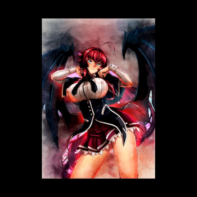 Rias Gremory Anime Watercolor by Isamu Studio