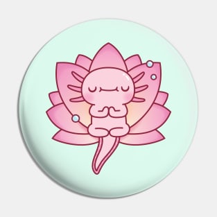 Cute Axolotl Relax Yoga Pose Lotus Flower Pin