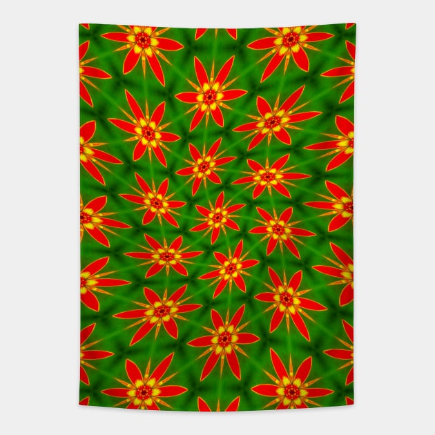 Red Blossom Pattern Tapestry by PatternFlower