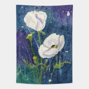 White Poppies in an Evening Garden Tapestry