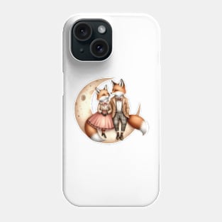 Valentine Happy Fox Couple On Moon Phone Case