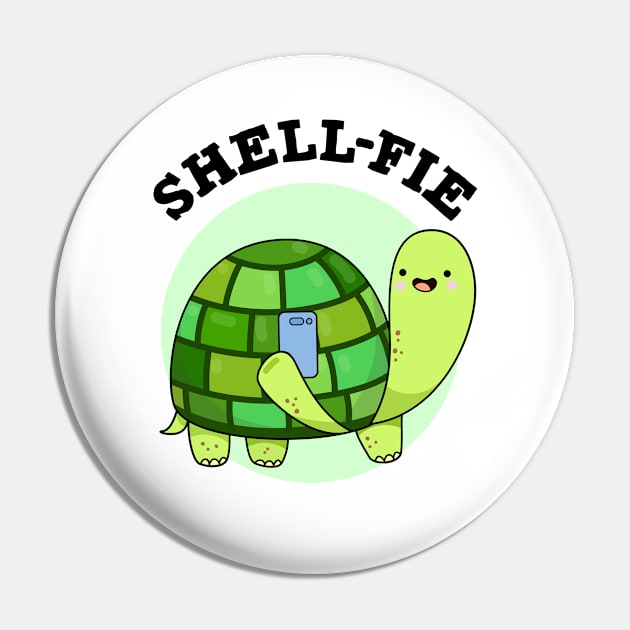 Shell-fie Cute Tortoise Selfie Pun Pin by punnybone