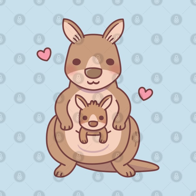 Cute Mommy Kangaroo And Baby Joey In Pouch by rustydoodle