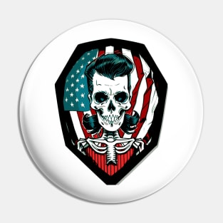 Fun American Rockabilly Skeleton Pin