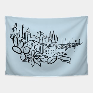 Mediterranean Cactus Village Tapestry