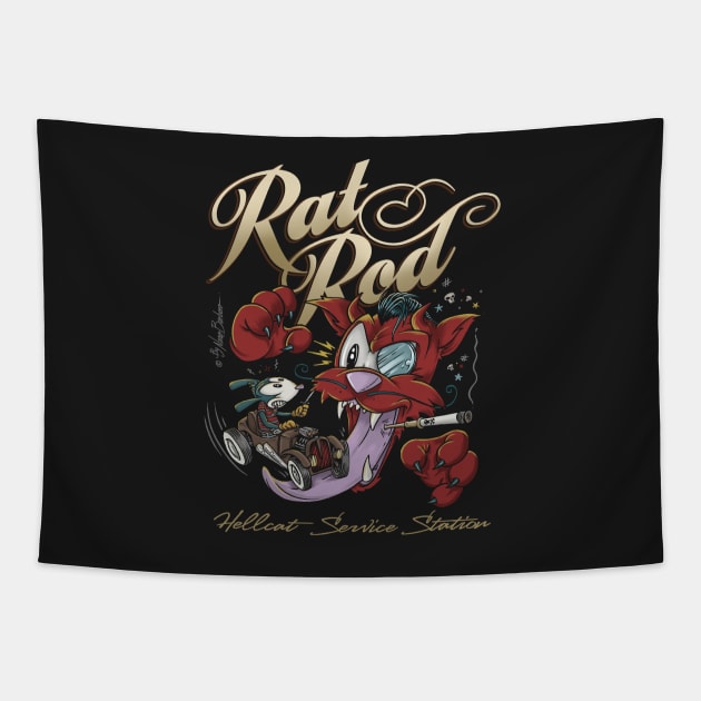 Hellcat Service Station Tapestry by nanobarbero