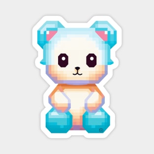 Blue pixelated Teddy Bear Magnet