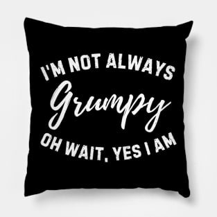 Funny I'm Not Always Grumpy Oh Wait Yes I Am Husband Dad Men Humor Pillow