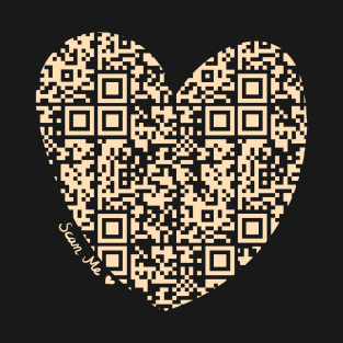 Pastel Orange Rick Astley Rickroll QR Code Heart Art T-Shirt