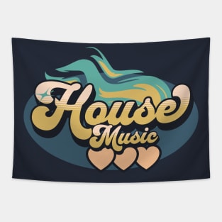 HOUSE MUSIC  - House Music Heat (slate blue/sand) Tapestry