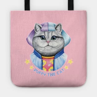 Watercolor Puffy the cat Tote