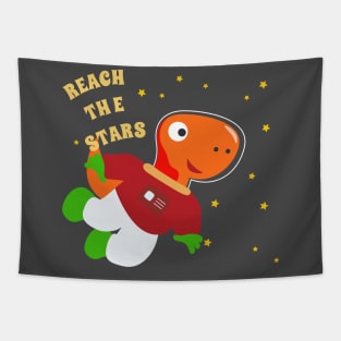 Cute dinosaur astronaut. Tapestry