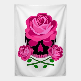 Pink Rose Skull Tapestry