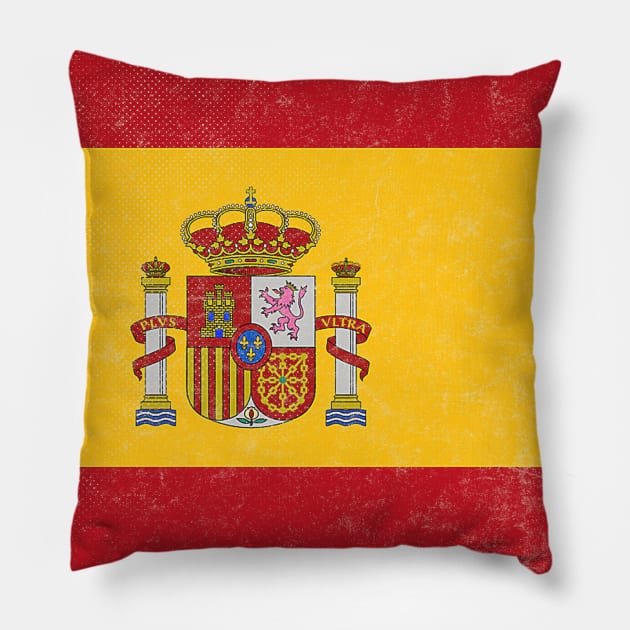 Espana / Spain  Retro Faded Style Flag Design Pillow by DankFutura